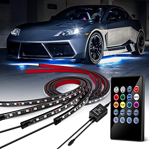 GOODRUN Underglow Underbody Lighting Kit, Multicolored LED Strip Light with Light Bulbs,Neon Accent Ambient Lights, Soft Flexible LED Rock Lights w/Sound Active Function and Wireless Remote Control