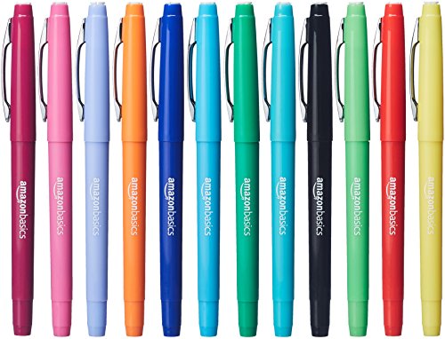AmazonBasics Felt Tip Marker Pens - Assorted Color, 12-Pack