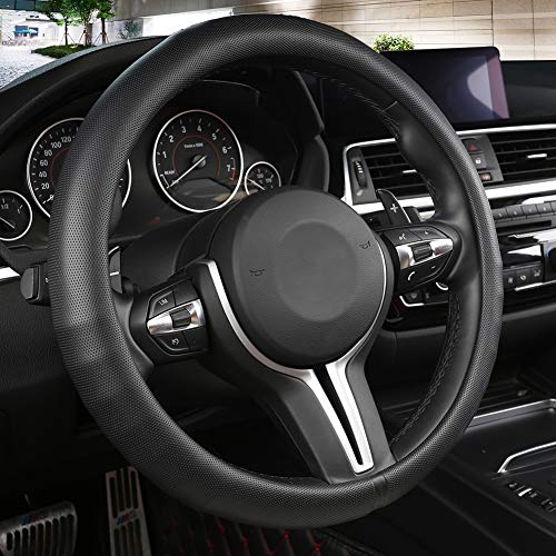 Black Panther Car Steering Wheel Cover with Grip Contours Anti-Slip Design, 15 inch Universal - Black