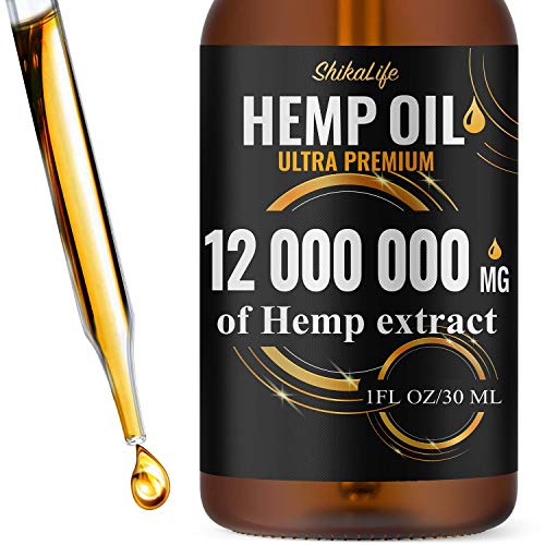 Hemp Oil Drops 12 000 000 mg, Co2 Extracted, Made in USA, Help Reduce Stress, Anxiety and Pain, 100% Natural Ingredients, Vegan Friendly, GMO Free