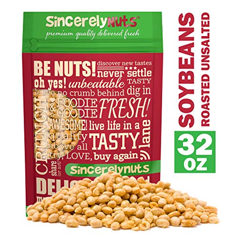 Sincerely Nuts Roasted Soybeans Unsalted (2 LB) Gluten-Free - Vegan & Kosher-Powerful Vegetarian Protein Source