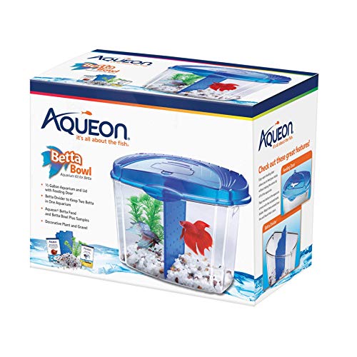 Aqueon Betta Fish Tank Starter Kit, Half Gallon, Blue