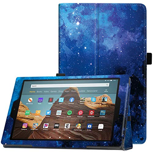 Famavala Folio Case Cover Compatible with 10.1' Amazon Fire HD 10 Tablet (9th / 7th / 5th Generation, 2019/2017 /2015 Release) (BlueSky)