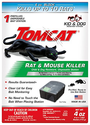 Tomcat Rat and Mouse Killer Disposable Station for Indoor/Outdoor Use - Child and Dog Resistant, 1 Station with 1 Bait