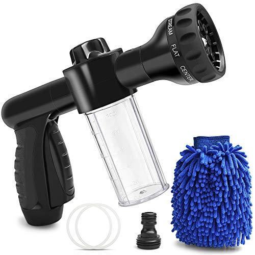 KONKY Car Wash Sprayer, Foam Sprayer Nozzle with 100cc Bottle and Heavy Duty 8 Adjustable Watering Patterns for Watering Plants,Lawn& Garden,Washing Cars,Cleaning,Showering Pets & Outdoor Fun