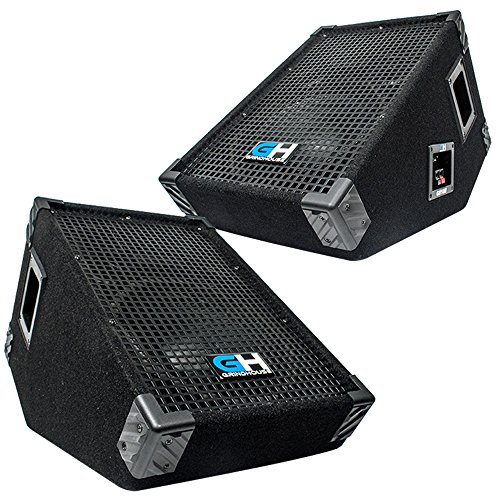 Grindhouse Speakers - GH10M-Pair - Pair of 10 Inch Passive Wedge Floor / Stage Monitors 300 Watts RMS each - PA/DJ Stage, Studio, Live Sound 10 Inch Monitor