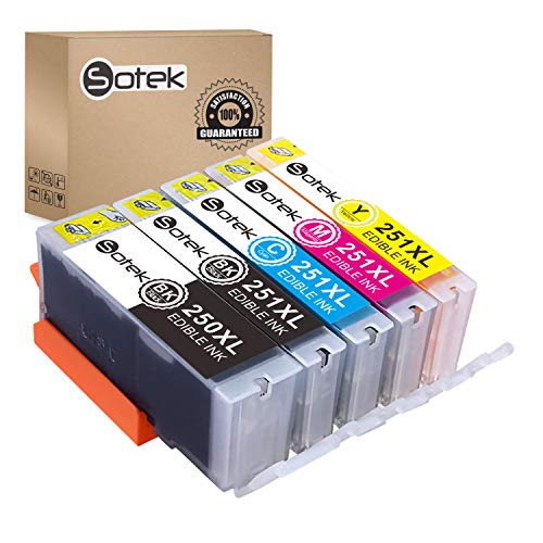 Sotek 250XL 251XL 250 251 XL Bakey Ink Cartridges 5 Color for C AKE Printer,C AKE Maker, Work with Pixma PIXMA MX922 MG5520 MX920 MG5420 (5Pack)