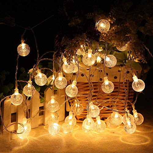 MOICO Globe String Lights for Bedroom, 43ft 100 LED 8 Modes Plug in Decorative Lights, Waterproof Fairy String Lights for Patio, Indoor, Outdoor, Christmas, Wedding, Party, Connectable, Warm White