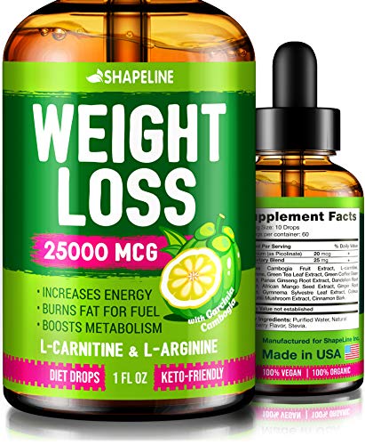 Weight Loss Drops - Appetite Suppressant for Women & Men - Made in The USA - Natural Metabolism Booster - Fast Weight Loss - Diet Drops with Garcinia Cambogia, L-Arginine & L-Glutamine