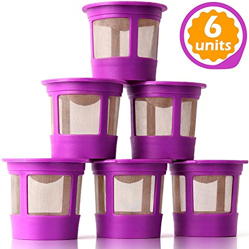 GoodCups 6 Reusable K Cups for Keurig K-Duo, K-Classic, K-Elite, K-Select, K-Cafe, K-Compact, K200, K300, K400, K500, Refillable Kcups Coffee Filters for 2.0 and 1.0 Brewers