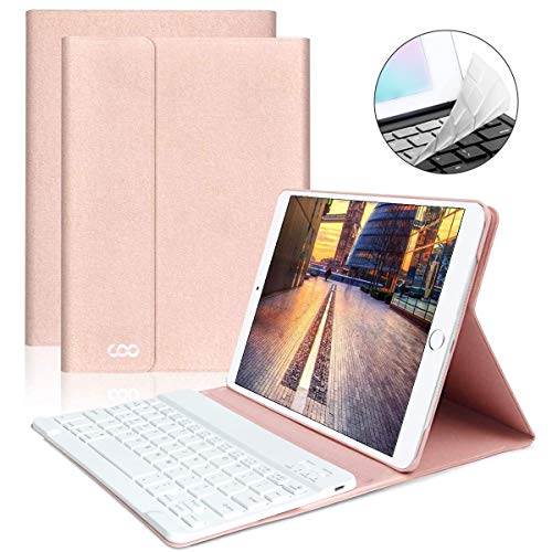 iPad Keyboard Case 9.7' 6th Generation for New iPad 2018/2017 (5th Gen) - iPad Air 2/Air 1 - Wireless Bluetooth Keyboard - Magnetic Auto Sleep/Wake (Rose Gold with White Keyboard)