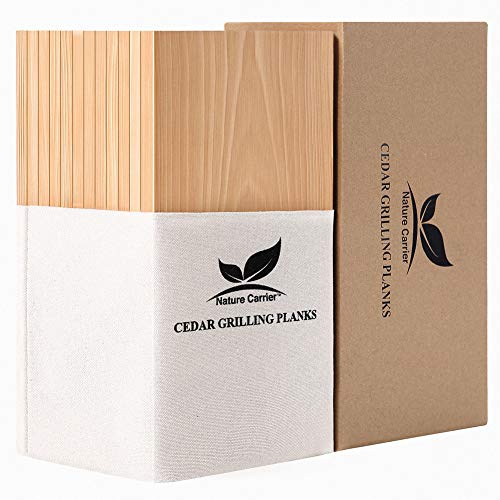 Premium 12 Pack Cedar Grilling Planks with Larger Size: 6”x12”x0.4. Add Extra Flavor and Smoke - BBQ Aromatic Wood Cedar Planks for Grilling Salmon, Fish, Steak and Veggies(Gift Pack).