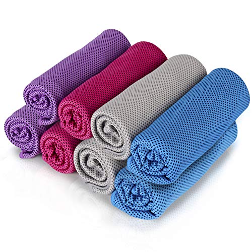 8Packs Cooling Towel (40'x 12'), Ice Towel, Microfiber Towel, Soft Breathable Chilly Towel Stay Cool for Yoga, Sport, Gym, Workout, Camping, Fitness, Running, Workout & More Activities