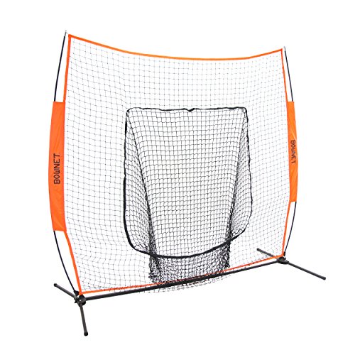 Bownet 7' x 7' Big Mouth X - Portable Sock Net for Baseball and Softball Hitting and Pitching, Orange, 34