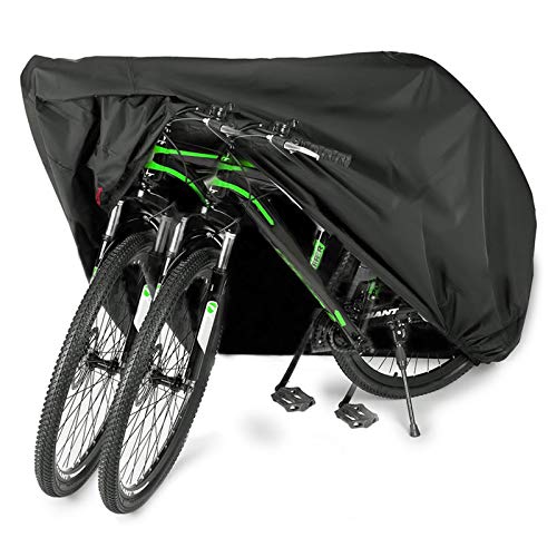 EUGO Bike Cover for 2 or 3 Bikes Outdoor Waterproof Bicycle Motorcycle Covers XL XXL Oxford Fabric Rain Sun UV Dust Wind Proof for Mountain Road Electric Bike Tricycle (210D-XL for 2 Bikes)