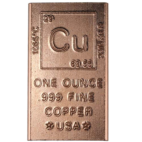 1 Ounce Copper Bar Bullion Element Design (1 Oz Copper Bar)