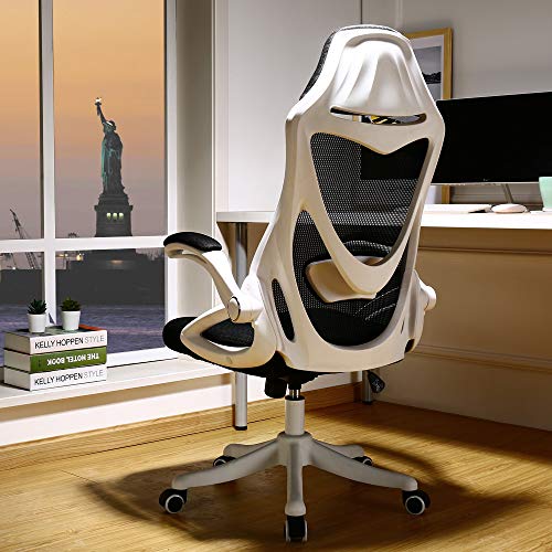 BERLMAN Ergonomic High Back mesh Office Chair with Adjustable Armrest Lumbar Support Headrest Swivel Task Desk Chair Computer Chair Guest Chairs Reception Chairs (White)