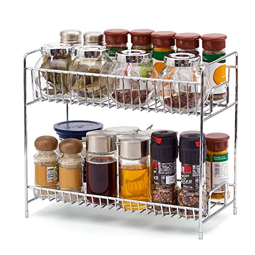 2-Tier Standing Spice Rack EZOWare Kitchen Bathroom Countertop Storage Organizer Shelf Pantry Holder