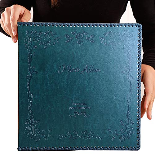 Totocan Photo Album Self Adhesive, 80 Pages Huge Magnetic Self-Stick Page Picture Album with Leather Vintage Inspired Cover, Hand Made DIY Albums Holds 3X5, 4X6, 5X7, 6X8, 8X10 Photos (DarkGreen)