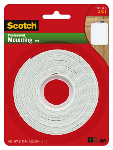 Scotch Brand 112L Permanent Mounting Tape, 1 Inch x 125 Inches, White