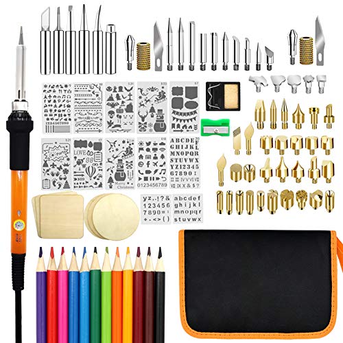 Wood Burning Kit, PETUOL 110PCS Wood Burning Tool with Adjustable Temperature 200~450¡æ, Professional Pyrography Pen for Embossing/Carving/Soldering
