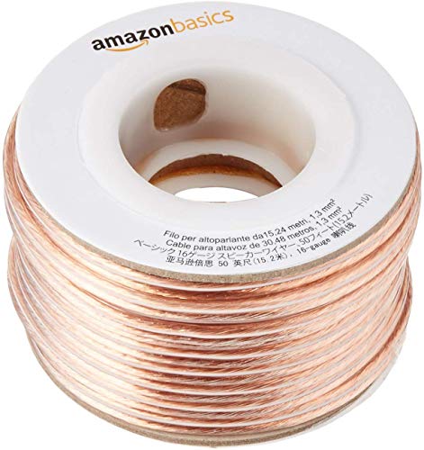 AmazonBasics 16-Gauge Audio Stereo Speaker Wire Cable - 50 Feet
