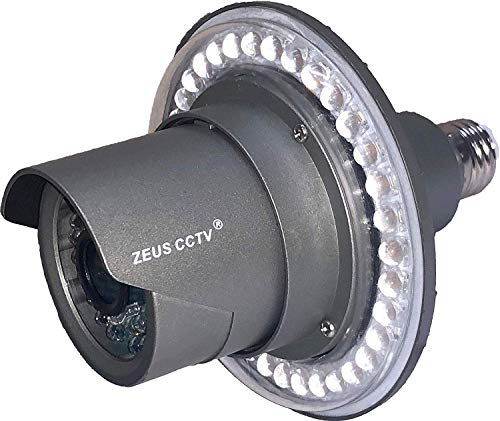 Zeus CCTV WiFi Floodlight Bulb Camera Home Security System Wireless Outdoor Waterproof Remote Control Camera Night Vision 1080p E26 LED Floodlight Cam (16GB, Single Camera Model)