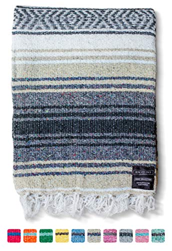Mexican Blanket | Falsa Blanket | Authentic Hand Woven Blanket, Serape, Yoga Blanket | Perfect Beach Blanket, Navajo Blanket, Camping Blanket, Picnic Blanket, Saddle Blanket, Car Blanket (Sand)