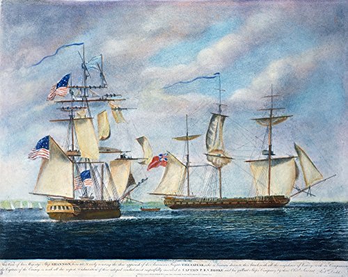 Uss Chesapeake Battle Nthe Engagement Between Uss Chesapeake And Hms Shannon Off Boston Light 1 June 1813 English Aquatint 1813 Poster Print by (18 x 24)