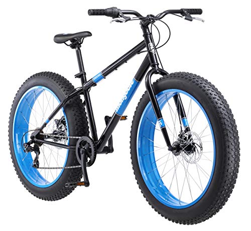 Mongoose 2019 Dolomite Men's Fat Tire Bike, 26-inch Wheels, 7 speeds, Black/Blue