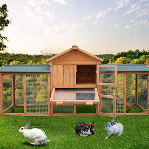 2-Tier Large Rabbit Hutch, Outdoor Wooden Chicken Rabbit Cage,Bunny House for Small Animals with Ventilation Door, Removable Tray and Ramp (from US)