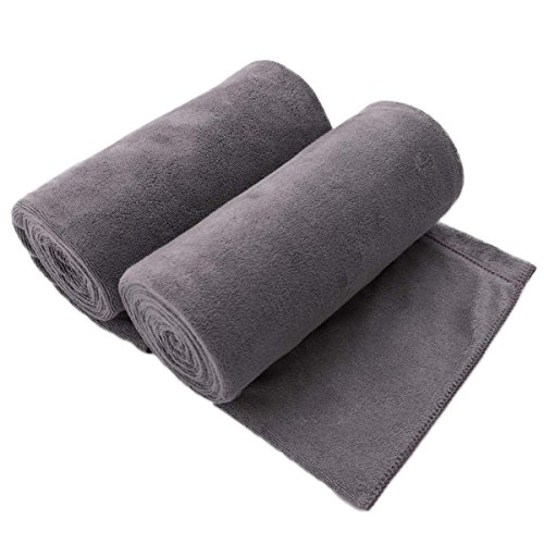 JML Microfiber Bath Towel 2 Pack(30' x 60'), Oversized, Soft, Super Absorbent and Fast Drying, No Fading Multipurpose Use for Sports, Travel, Fitness, Yoga, Grey