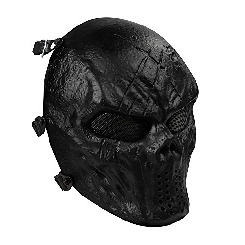 OutdoorMaster Airsoft Mask - Full Face Mask with Mesh Eye Protection (Black)