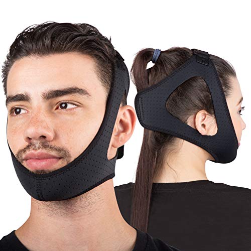 Sleep Legends Premium Anti Snoring Chin Strap w/ New Adjustable Hook ’N Loop Strap for Cpap Users - [2020 Release] - Snore Reduction Device - Snore Stopper Solution Men, Women