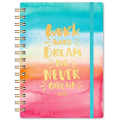 2021 Planner - Weekly & Monthly Planner with Monthly Tabs, Jan 2021 - Dec 2021, 6.3' x 8.4', Flexible Floral Hardcover with Thick Paper, Elastic Closure & Inner Pocket
