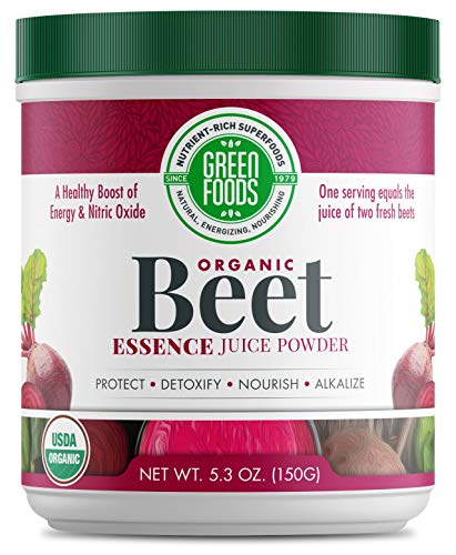 Green Foods - Organic Beet Essence Juice Powder- Nitric Oxide Super Food, Wholefood Antioxidant, Natural Pre Workout, Energy, Endurance, Detox, Heart Health 5.3oz (30 servings)