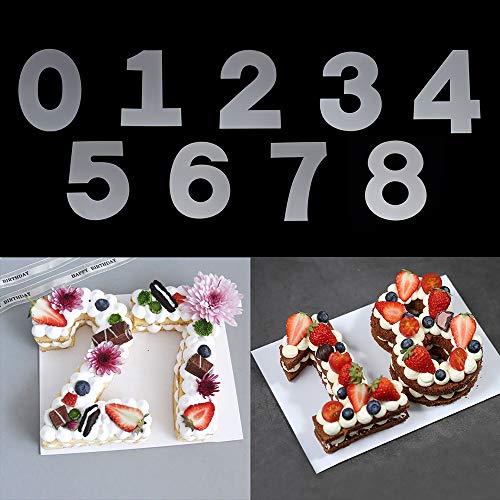 RAYNAG 0-8 Number Cake Stencils Flat Plastic Templates Cutting Number Mold 12 Inch Numerical Stencils for DIY Numbers Cakes/Cookies