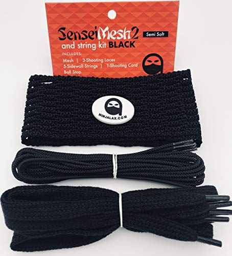 NinjaLax - Sensei Semi Soft Lacrosse Mesh - Complete Lacrosse Stringing Kit - Black