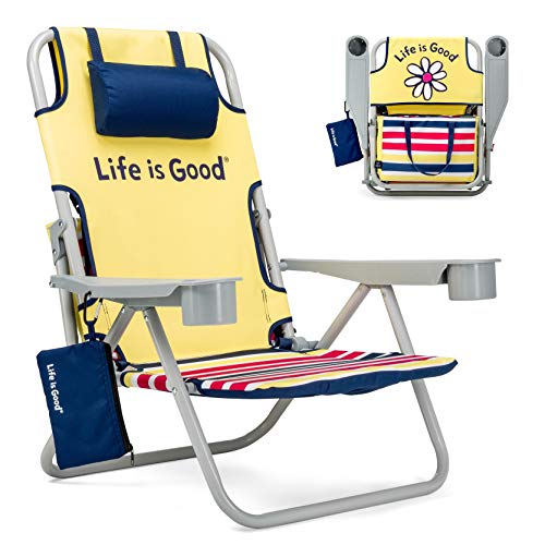 Life is Good Daisy Yellow Beach Chair, Short