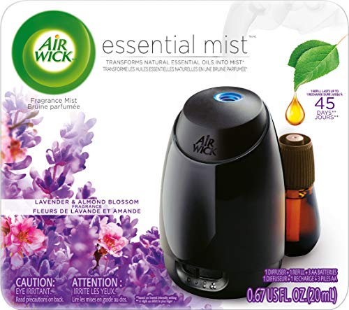 Air Wick Essential Mist, Essential Oil Diffuser, (Diffuser + 1 Refill), Lavender and Almond Blossom, Air Freshener