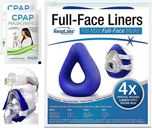 RespLabs Full Face CPAP Mask Liners, Reusable & Universal Soft Fleece Cover, 4 Pack