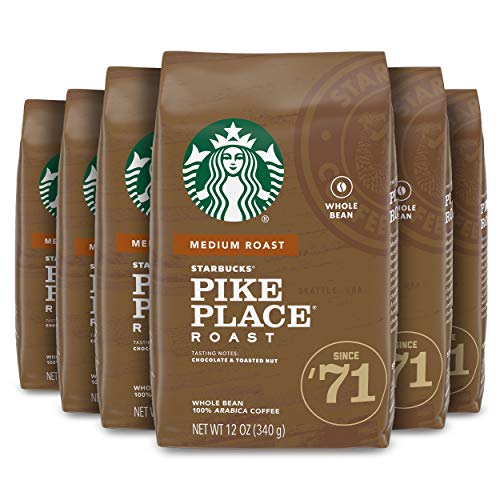 Starbucks Medium Roast Whole Bean Coffee — Pike Place Roast — 6 bags (12 oz. each)