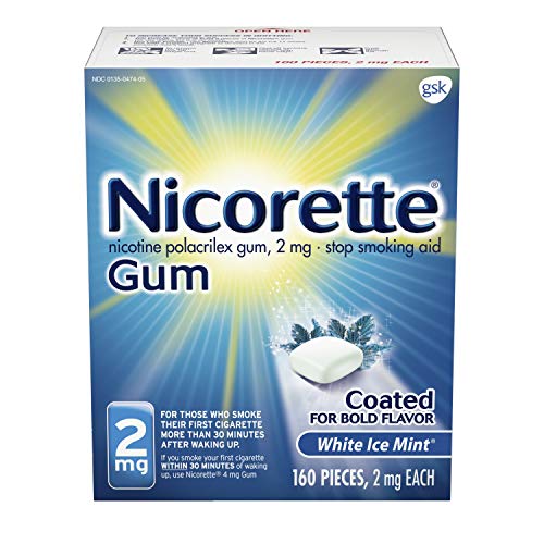 Nicorette 2mg Nicotine Gum to Quit Smoking - White Ice Mint Flavored Stop Smoking Aid, 160 Count