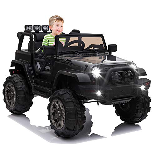 OTTARO Kids Ride on Truck, Children Electric Ride on Car w/Parent Remote Control, 12V Battery Powered Driving Trucks Cars for Boys and Girls, Spring Suspension, MP3 Player (Black)
