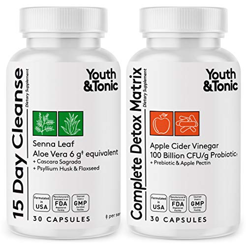 Colon Cleanser & Complete Detox Matrix Fast Kit | 15 Day Bowel & Full Body Cleanse for Women & Men | Belly Waste Loss & Kick Off Weight Management | Digestive Gut Support Probiotic Senna ACV Aloe Vera