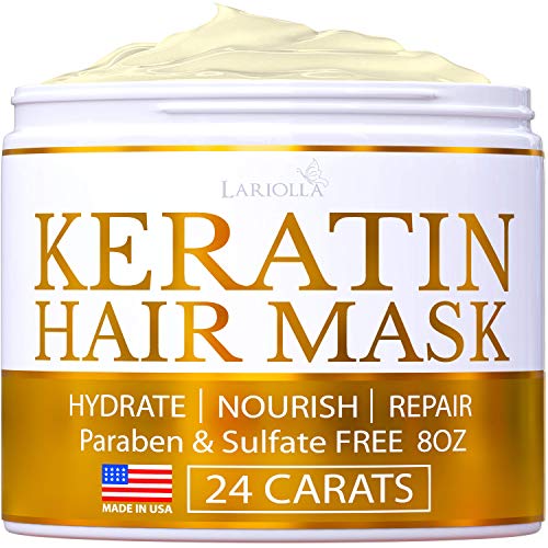 Keratin Hair Mask - Repairs Dry & Damaged Hair - Professional Keratin Hair Treatment with Avocado Oil - Aloe Vera - Vitamin E - Made in USA - Effective Keratin Complex - Anti Frizz