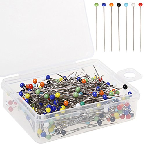 Color Scissor 250 Pieces Sewing Pins Ball Glass Head Pins Straight Quilting Pins for Dressmaker Jewelry Decoration