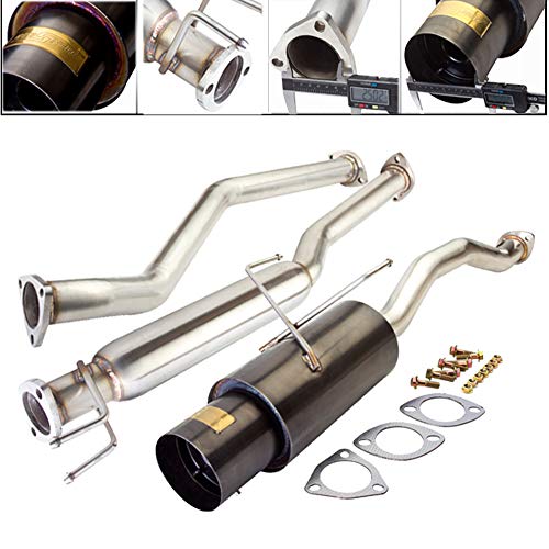 Fit 1998-2002 Honda Accord 4CYL (2.3L SOHC Engine Only) 2.5 Inch Stainless Steel Catback Exhaust System 4.5 Inch Gun Metal Muffler Tip