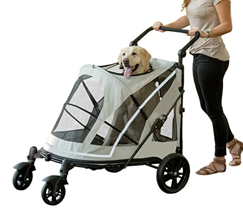 Pet Gear NO-ZIP Stroller, Push Button Zipperless Dual Entry, for Single or Multiple Dogs/Cats, Pet Can Easily Walk In/Out, No Need to Lift Pet, Fog, Expedition
