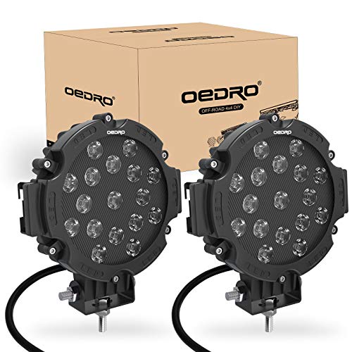 OEDRO 7 Inches 51W 5100LM LED Light Pods, Round Spot Light Pod Off Road Driving Lights Fog Bumper Roof Light Fit for Boat, Jeep, SUV, Truck, Hunters, Motorcycle, 2 years Warranty